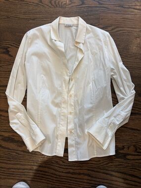 Akris Punto White Button-Front Long Sleeve Shirt